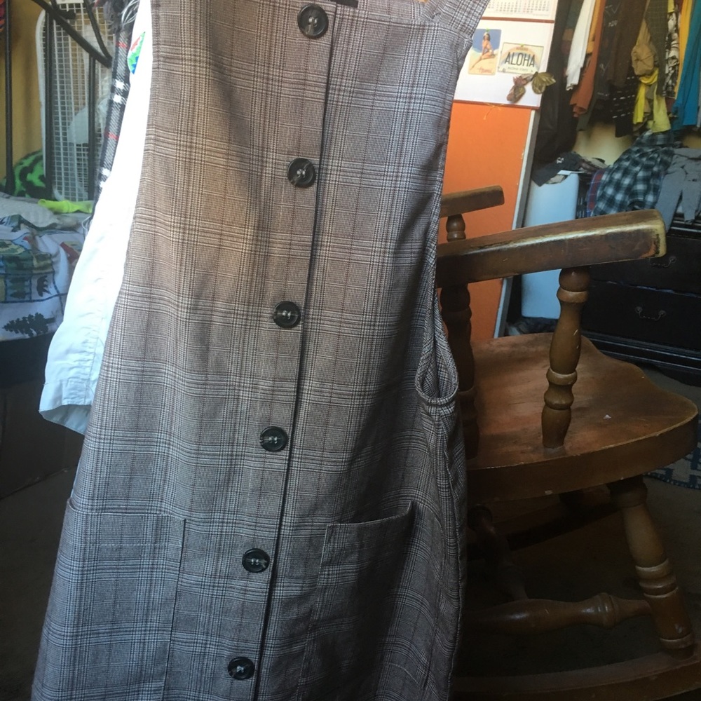 Forever 21 Plaid Coverall Dress